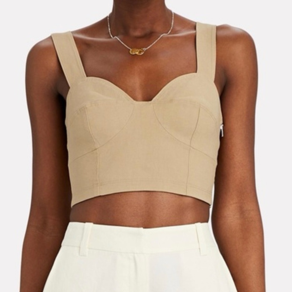 A.L.C. Alessandra Cropped Bustier Linen Blend Top